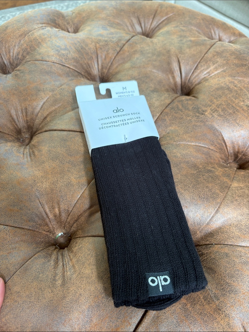 ALO Yoga Black Unisex Ribbed Scrunch Sock